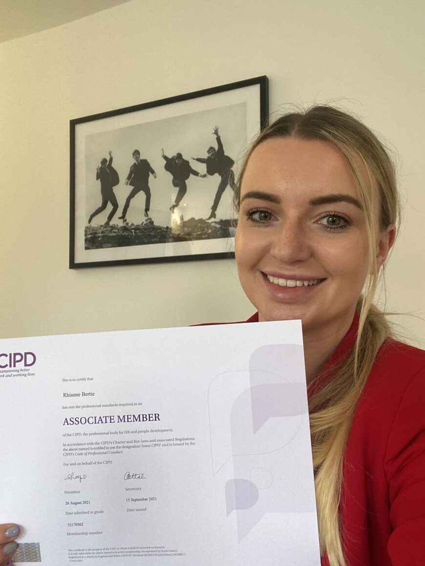 Congratulations Rhianne CIPD Level 5 RMS Recruitment HR Specialists